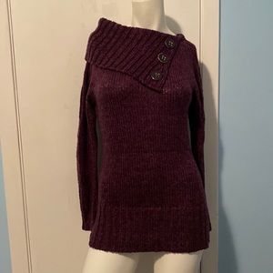Purple Cowl Neck Sweater Dress